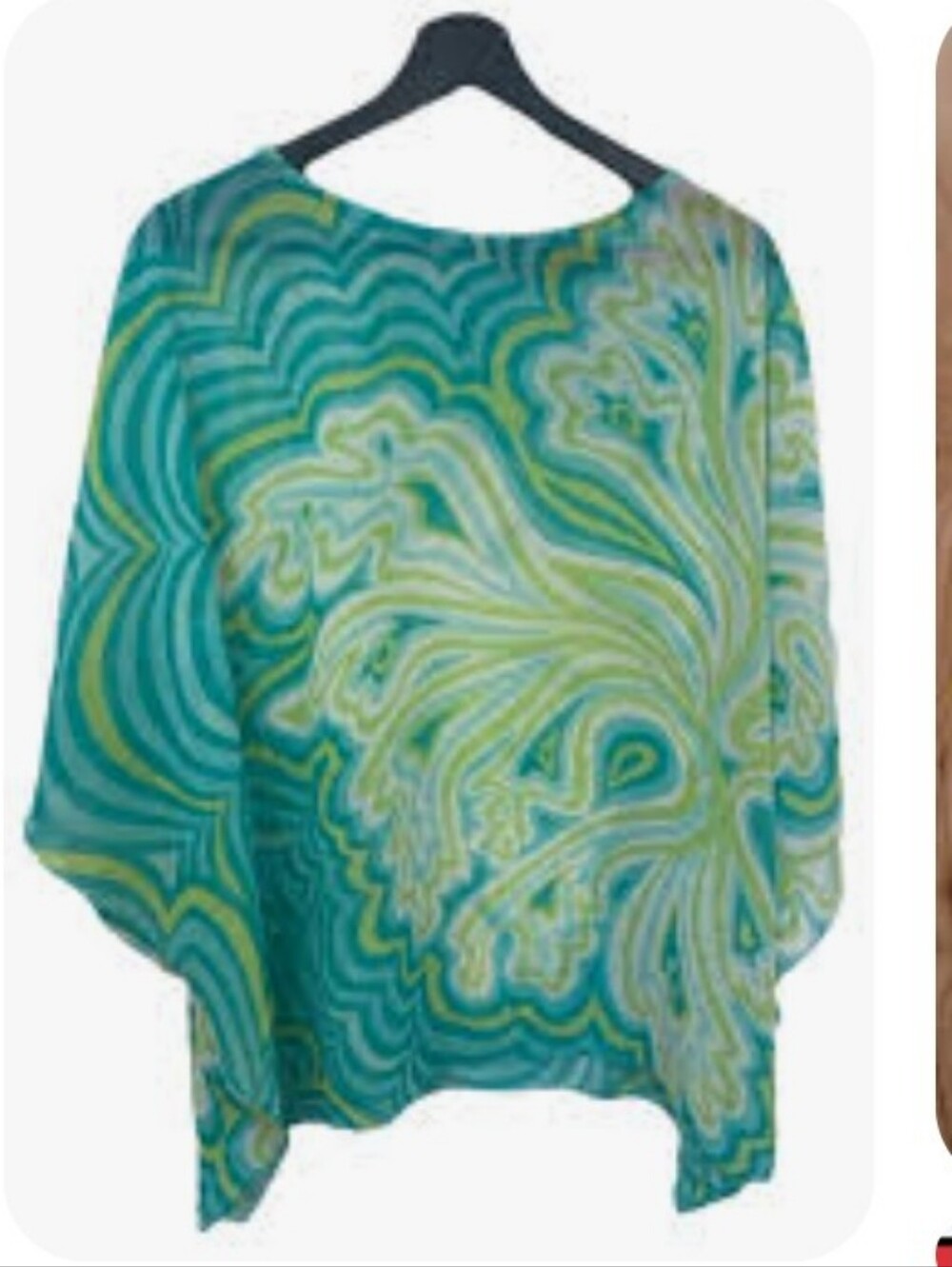 Bob Mackie Wearable Art boatneck printed caftan blouse Vintage